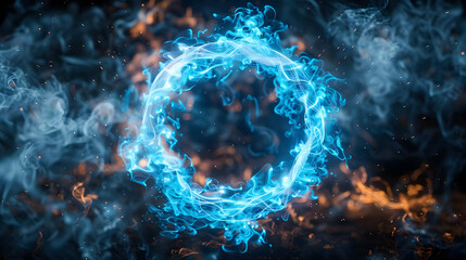 Abstract 3D Blue Flame Ring Background