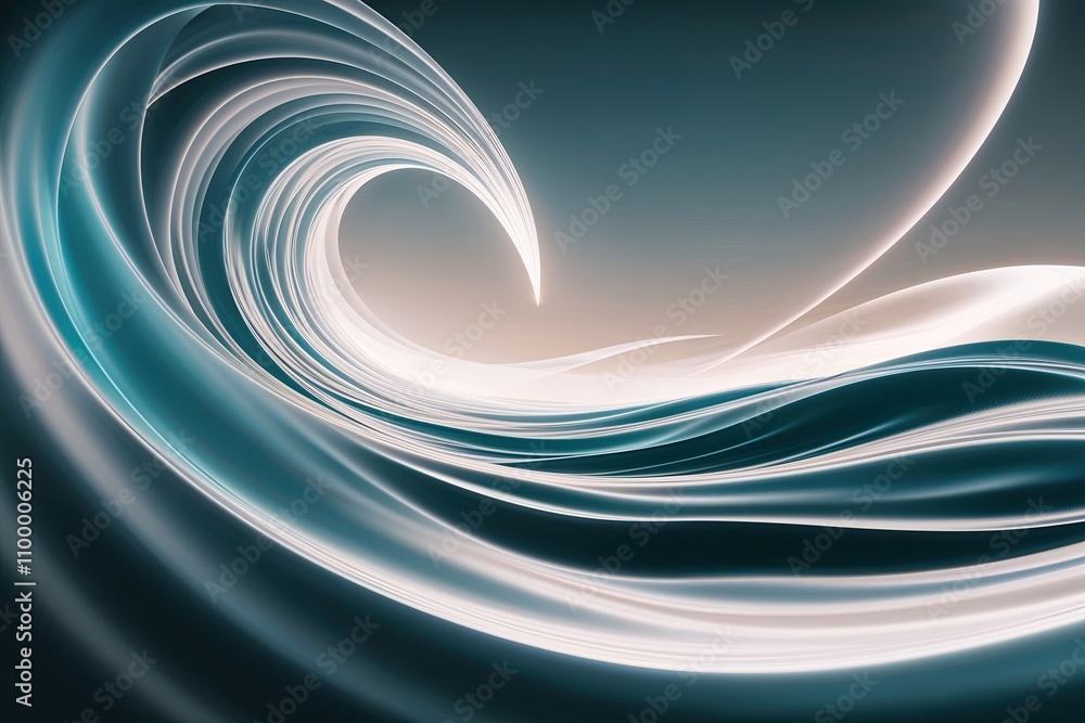 Poster ethereal modern luminescent abstract wave patterns