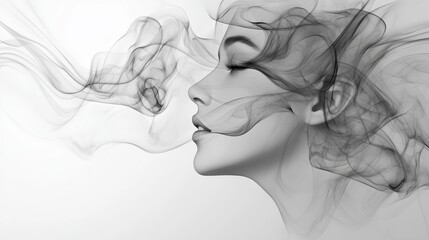 Fototapeta premium Abstract Representation of Smoke-Like Shapes in Grayscale, Capturing Fluid Dynamics and Ethereal Beauty, Perfect for Artistic and Creative Projects