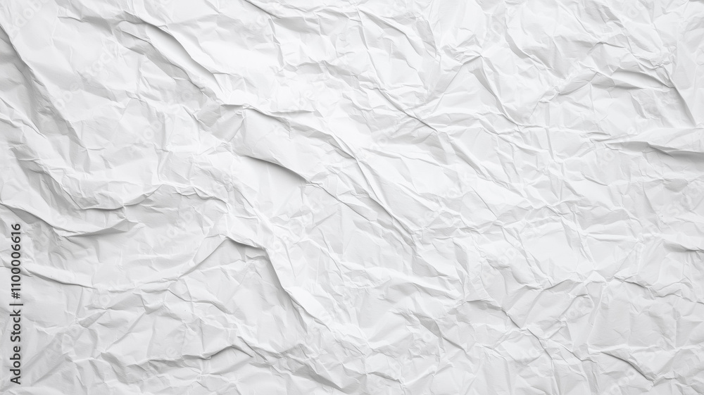 Poster Crumpled white recycled craft paper texture with soft shadows, ideal for backgrounds and design projects. texture adds depth and interest to any creative work
