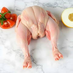 Fototapeta premium Raw chicken meat legs on marble