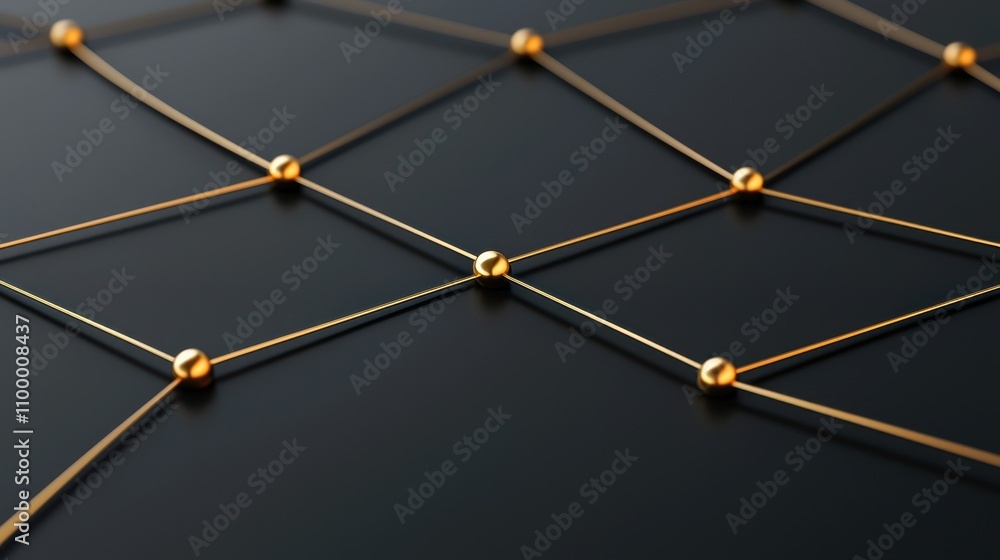 Poster programmable grid abstract geometric pattern with gold accents on a dark background