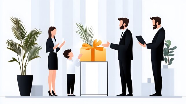 Illustration of a family celebrating their mother tongue day with traditional crafts and songs