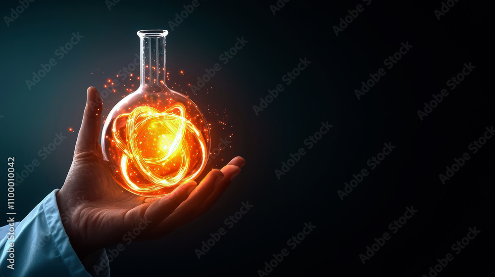 Aufkleber a scientist holds a glowing flask symbolizing innovation and discovery in modern research and techno