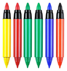 Colorful Set of Six Crayons in Bright Primary and Secondary Shades