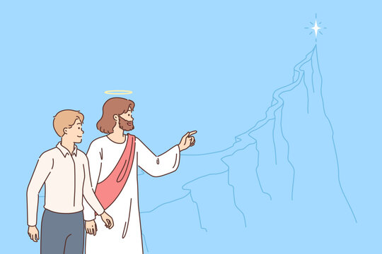 Jesus shows way to business man, helping find meaning of life and do good deeds.