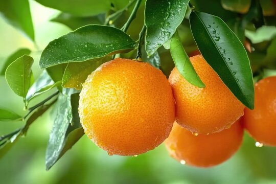 Vibrant Valencia Orange Trees Loaded with Juicy Mandarins in a Sunlit Orchard