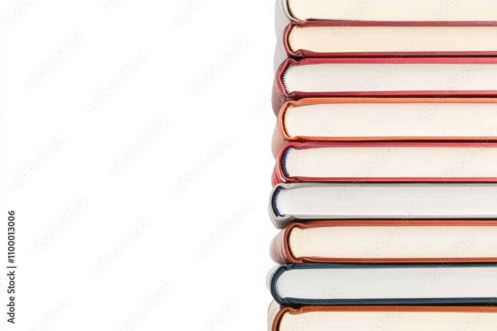 Poster a collection of books from different genres arranged side by side against a clean white background, 