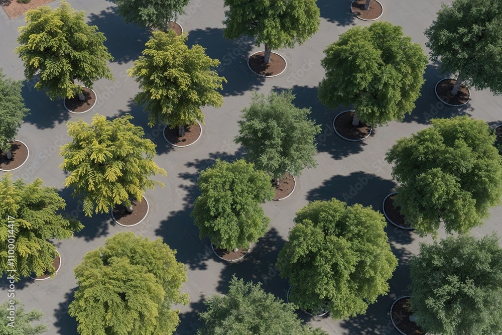 Aufkleber aerial view of exotic hardwood trees in three-dimensional rendering for sustainable design and visua