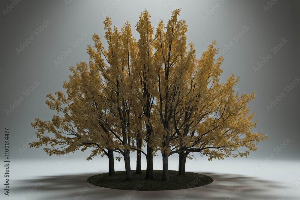 Aufkleber 3d rendering of a cluster of deciduous trees from a vertical perspective for digital design and conc