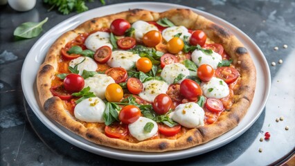 Margherita Pizza with Fresh Basil and Cherry Tomatoes