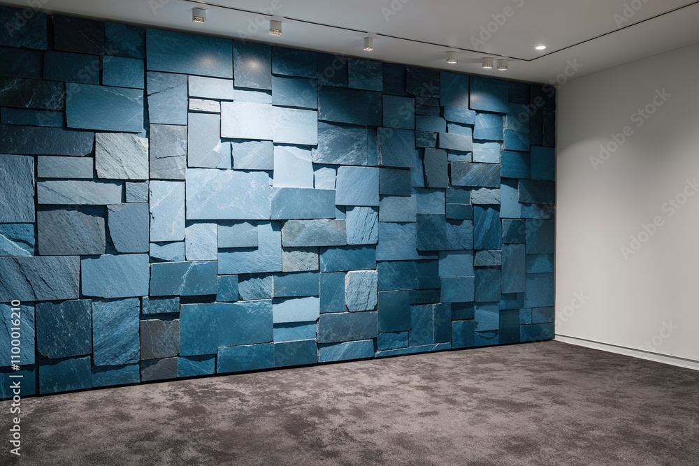 Poster elegant azure backdrop with slate-like stones for a modern presentation space