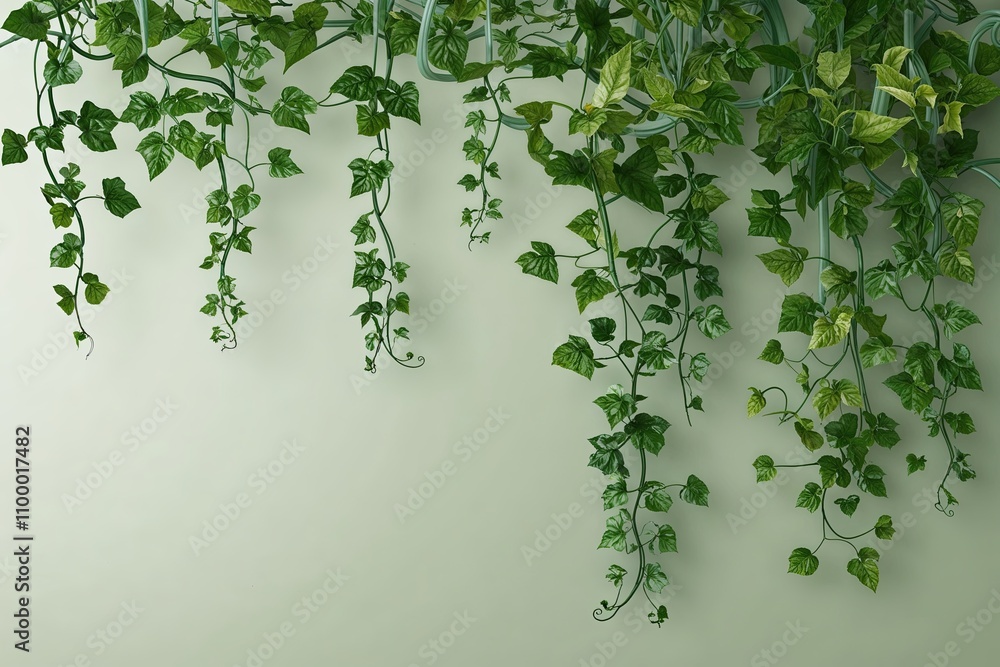 Poster graceful vines and foliage on a simple background in 3d art