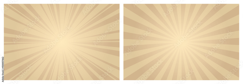 Poster tan brown sunburst pattern background. sunbeam backdrop with rays. summer banner. vector illustratio