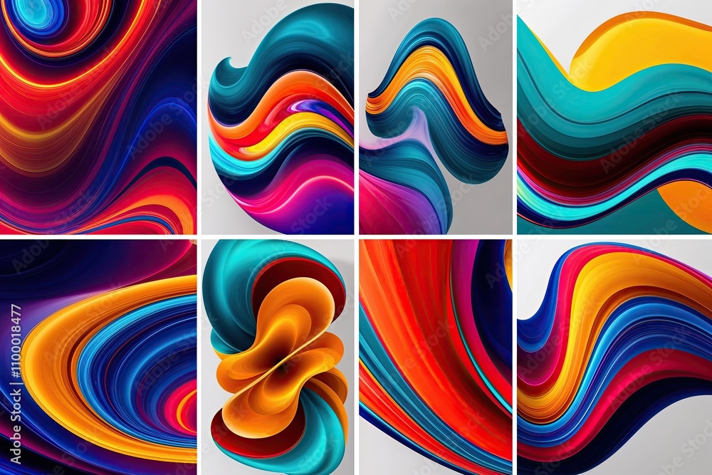 Poster dynamic modern abstract fluid motion design elements