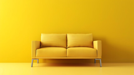 Premium sofa design highlighted against a solid- yellow colored background