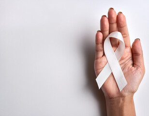 World Arthritis Day Hand Bone Pain Awareness and Ribbon red heart isolated white studio