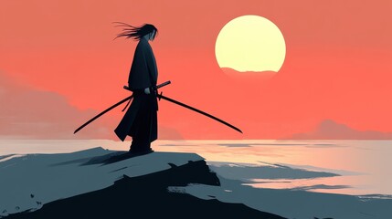 abstract illustration of a samurai