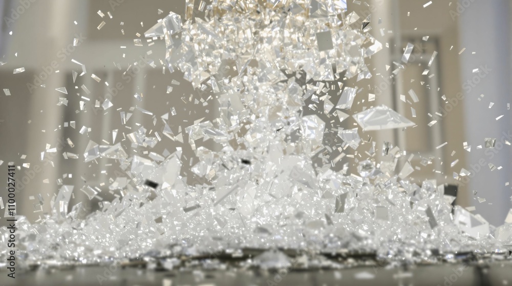 Aufkleber broken glass on a table in the office. 3d rendering