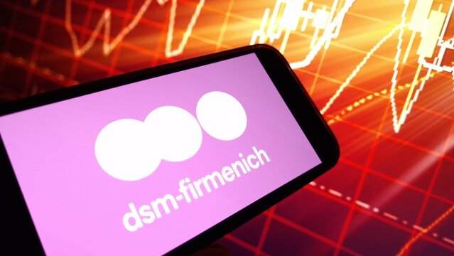 Konskie, Poland - November 24, 2024: DSM-Firmenich company logo displayed on mobile phone