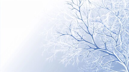 Abstract blue tree branches on a light gradient background