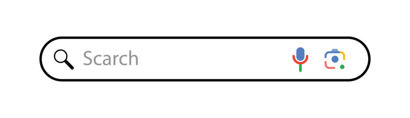 search bar Internet browser engine for UI design, website interface element with web icons and push button vector