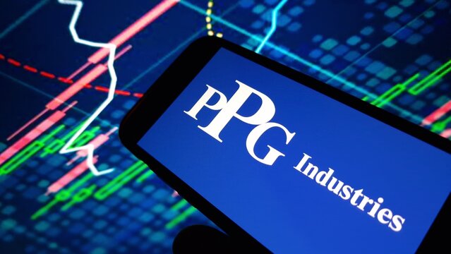 Konskie, Poland - November 24, 2024: PPG Industries company logo displayed on mobile phone