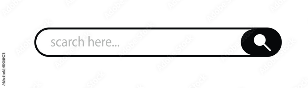 Poster search bar internet browser engine for ui design, website interface element with web icons and push 