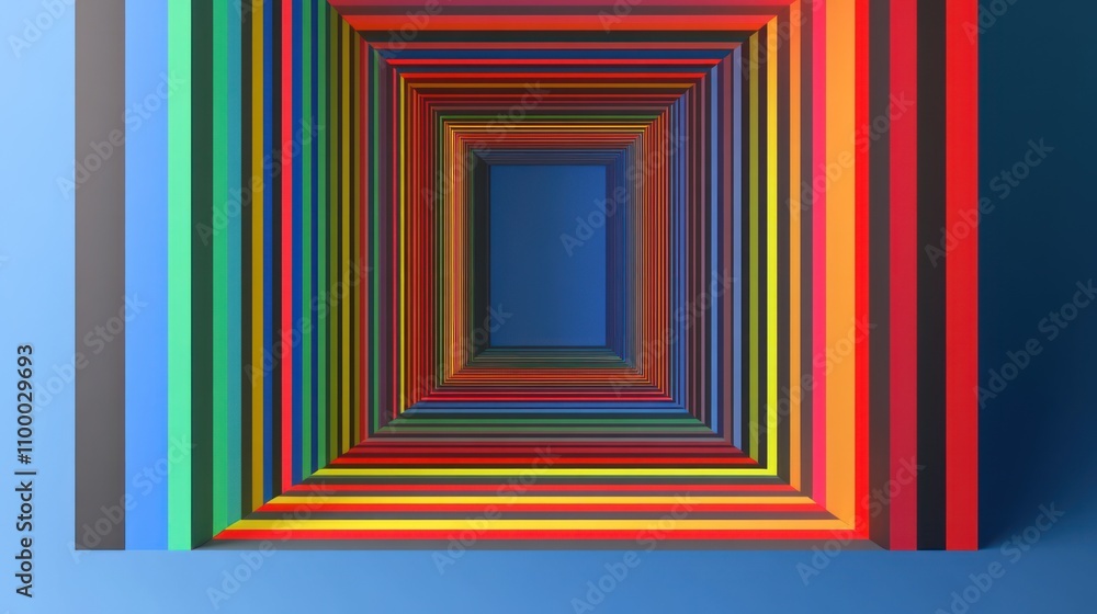 Wall mural abstract colorful tunnel with receding perspective.