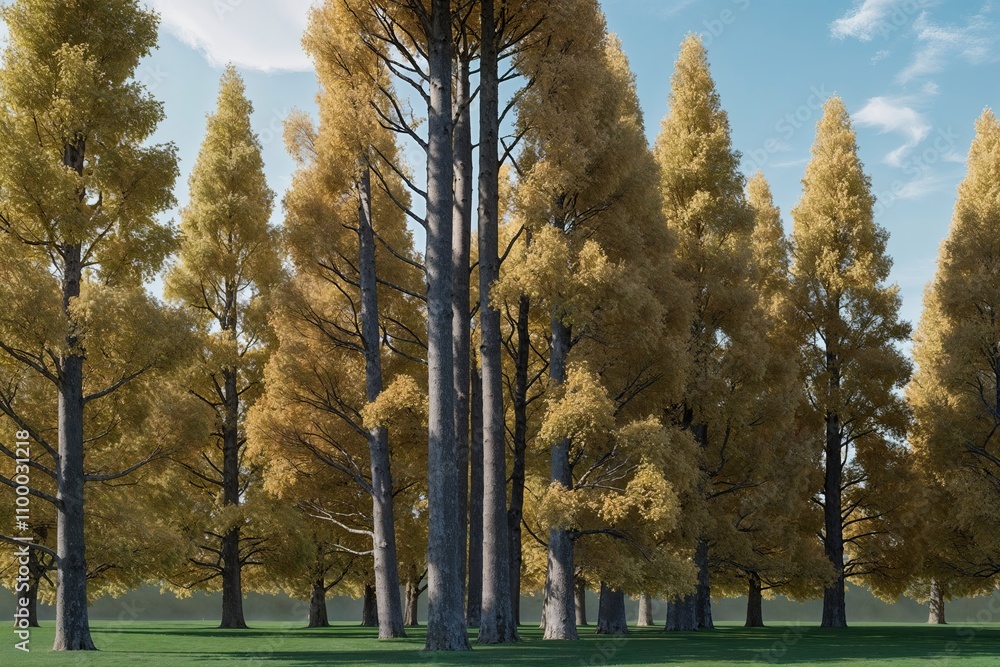 Aufkleber 3d visualization of deciduous tree cluster from above for digital design and conceptual art