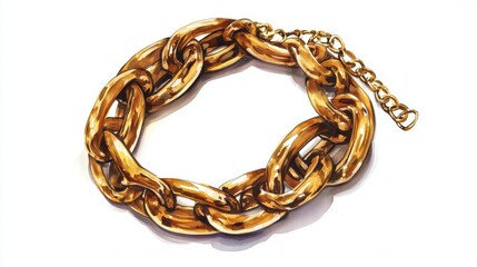 Obraz premium Elegant golden chain bracelet showcasing luxury and style in fashion accessories.