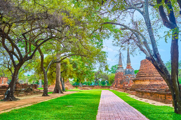 The ancient brick chedis in Wat Phra Si Sanphet site, Ayutthaya, Thailand