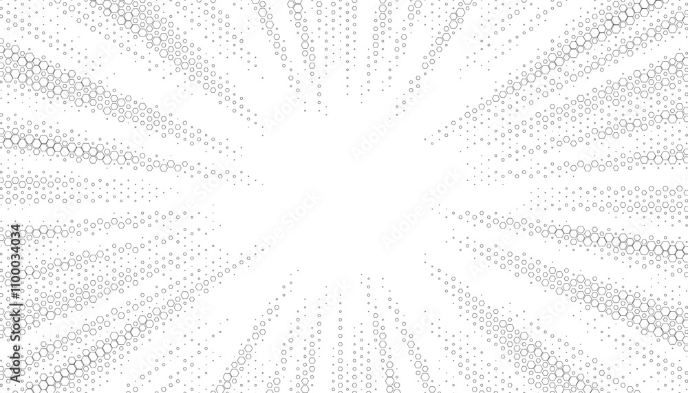 Poster black and white smooth transition of hexagon pattern. make spread effect for modern background. vect