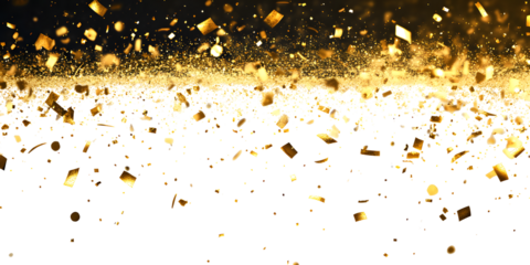 Gold Foil Frame gold splatter frames glitter gold confetti lights fireworks brilliant falling particle shine. Gold strike on transparent background.