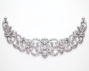 Elegant silver necklace adorned with intricate diamond details, perfect for formal occasions.