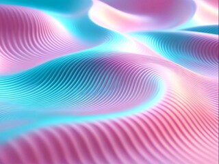 Obraz premium Futuristic Holographic Surface with Softly Glowing Wave Patterns in Pastel Colors