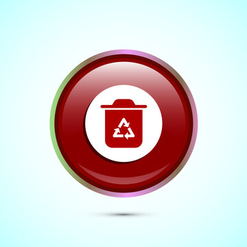 recommend clip art: Recycling bin icon design illustration. Environment icon, trash bin sign, Blue Color Button Design