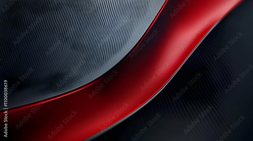 Poster Abstract red and black textured curves.  A close-up shot of a red and black surface with a textured pattern and a flowing design.