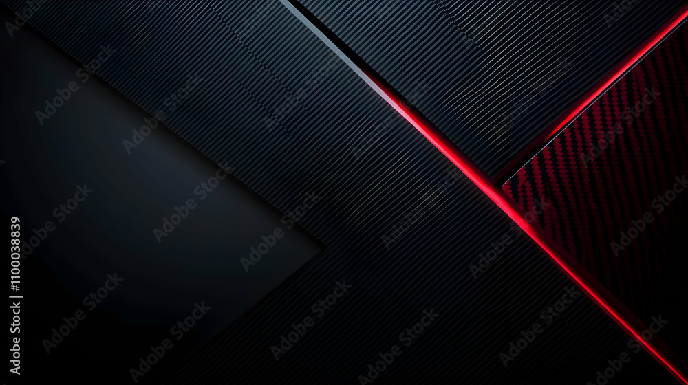 Poster abstract dark background with red stripes and textured black panels, creating a dynamic and modern d