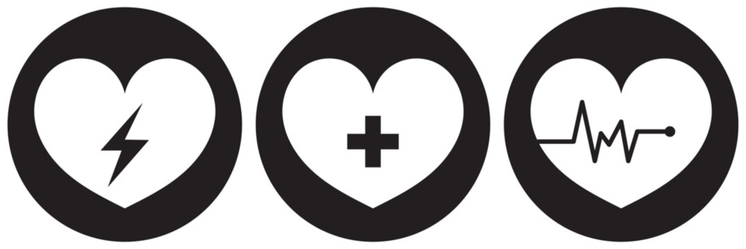 Emergency first aid defibrillator sign.