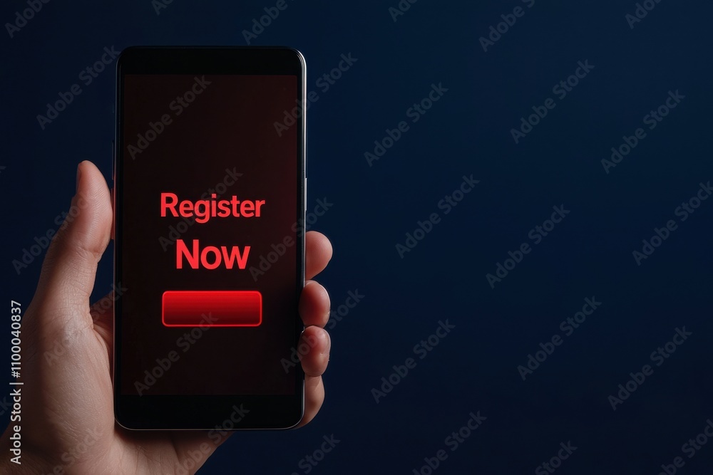 Aufkleber a hand holding a smartphone displaying a red 