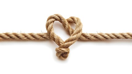 Obraz premium A heart-shaped knot made of natural rope, symbolizing love and connection.