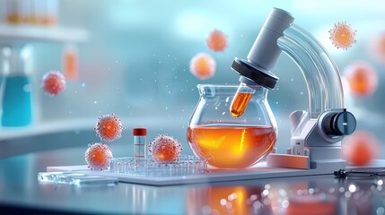 Laboratory Equipment with Microscopy and Virus Simulation