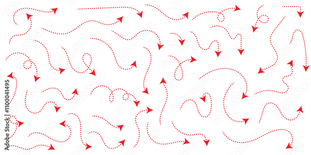 Poster zigzag arrow stripes designed with dotted lines on grid lines isolated on a white background