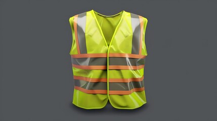 A bright yellow safety vest with reflective stripes, designed for visibility and protection in various work environments.