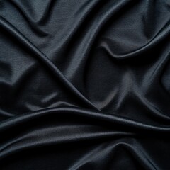 Fototapeta premium Dark Draped Fabric: Abstract Texture of Smooth, Black Textile with Soft Waves and Folds