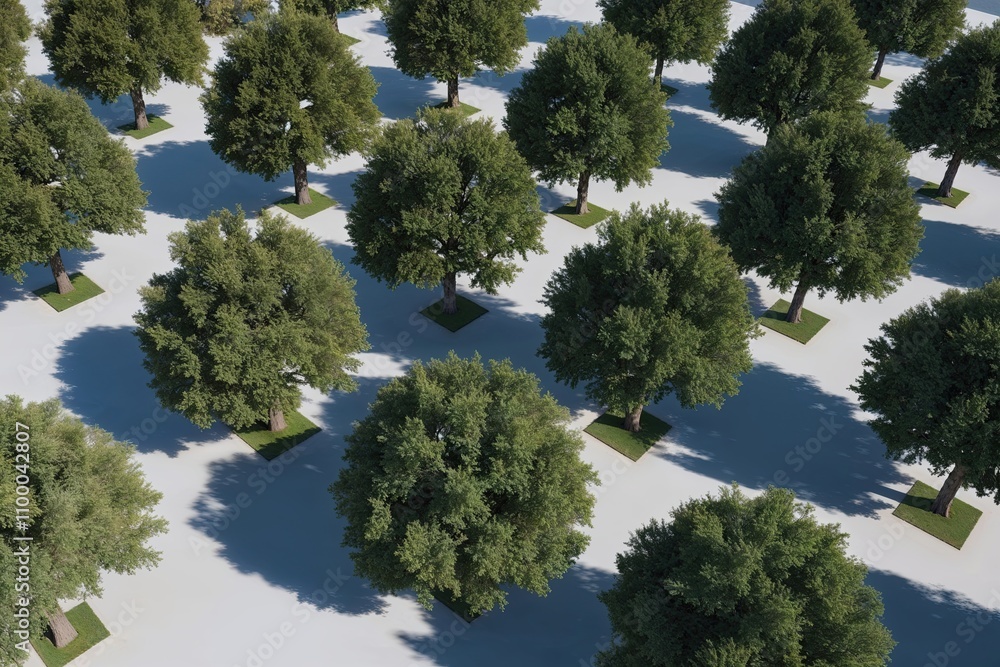Poster sky-high view of 3d trees for art integration architecture demonstrations and design visualization