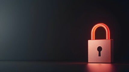 Fototapeta premium A glowing red padlock stands against a dark background, symbolizing security and protection.