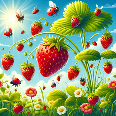 Strawberry abstract art or illustration background template