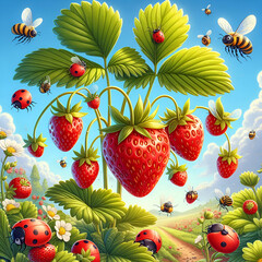 Strawberry abstract art or illustration background template